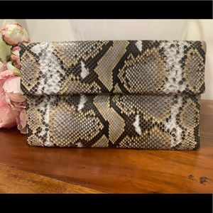 PARKER & HYDE Python Handcrafted Fold-over Clutch